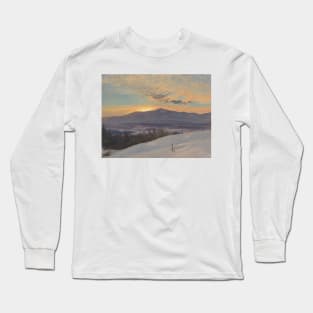 Sunset Across the Hudson Valley, Winter by Frederic Edwin Church Long Sleeve T-Shirt